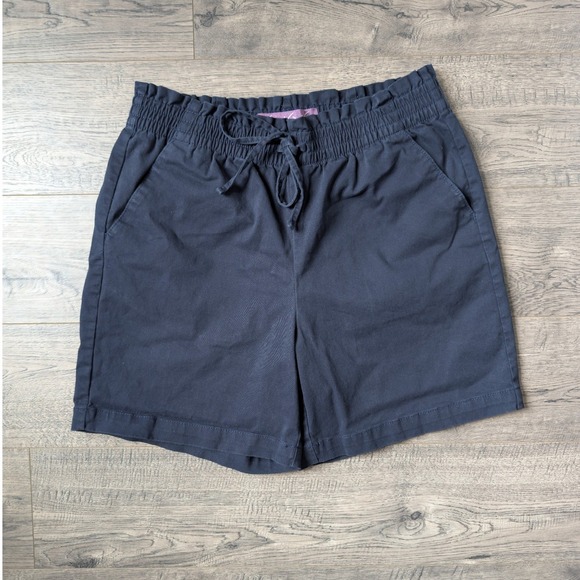 Gloria Vanderbilt Pants - Gloria Vanderbilt Navy Blue Paperbag Waist Shorts Size 6 Elastic Drawstring